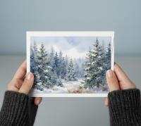 Winter Forest Christmas Cards – Snowy Trees, Singles or Bulk Pack