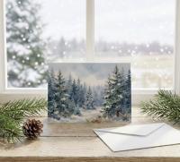 Winter Forest Christmas Cards – Snowy Trees, Singles or Bulk Pack