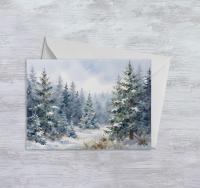 Winter Forest Christmas Cards – Snowy Trees, Singles or Bulk Pack