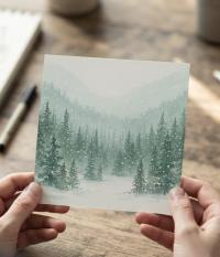Winter Forest Christmas Cards – Snowy Trees, Singles or Bulk Pack, Gift Cards