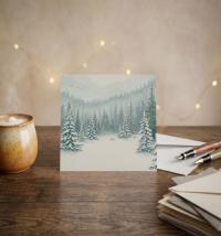 Winter Forest Christmas Cards – Snowy Trees, Singles or Bulk Pack, Gift Cards