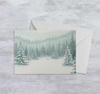 Winter Forest Christmas Cards – Snowy Trees, Singles or Bulk Pack, Gift Cards
