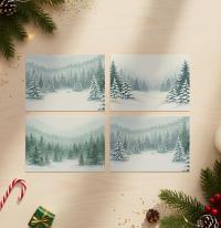 Holiday Greeting Cards, 3 Pack, Christmas Trees, Bulk Set of Gift Cards