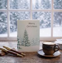 Holiday Greeting Cards, 3 Pack, Christmas Trees, Bulk Set of Gift Cards