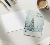 Holiday Greeting Cards, 3 Pack, Christmas Trees, Bulk Set of Gift Cards