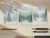 Holiday Greeting Cards, 3 Pack, Christmas Trees, Bulk Set of Gift Cards
