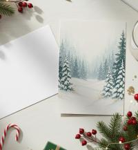 Holiday Greeting Cards, 3 Pack, Christmas Trees, Bulk Set of Gift Cards