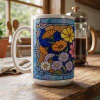 Large and Small Ceramic Mug Set, 15oz and 11oz Cups