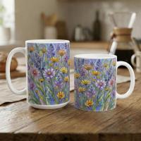 Floral Cups -  Large and Small Ceramic Mugs