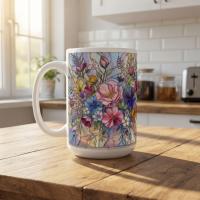 Floral Cups -  Large and Small Ceramic Mugs