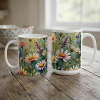 Floral Cups -  Large and Small Ceramic Mugs