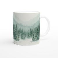 Christmas Mugs - Winter Forest Cups Set -  Large and Small Ceramic Mugs