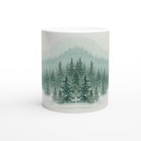Christmas Mugs - Winter Forest Cups Set -  Large and Small Ceramic Mugs