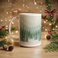 Christmas Mugs - Winter Forest Cups Set -  Large and Small Ceramic Mugs
