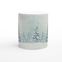 Christmas Mugs - Winter Forest Cups Set -  Large and Small Ceramic Mugs