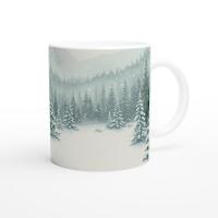 Christmas Mugs - Winter Forest Cups Set -  Large and Small Ceramic Mugs