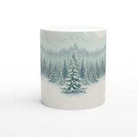 Christmas Mugs - Winter Forest Cups Set -  Large and Small Ceramic Mugs