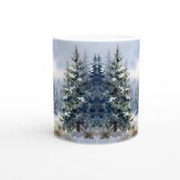 Christmas Mugs - Winter Forest Cups Set -  Large and Small Ceramic Mugs