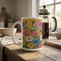 Floral Cups -  Large and Small Ceramic Mugs