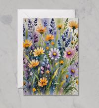 Set of 3 Watercolor Floral Greeting Cards, Blank Inside, Multiple Sizes