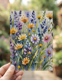 Set of 3 Watercolor Floral Greeting Cards, Blank Inside, Multiple Sizes