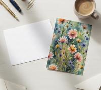 Set of 3 Watercolor Floral Greeting Cards, Blank Inside, Multiple Sizes