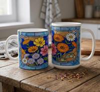 Large and Small Ceramic Mug Set, 15oz and 11oz Cups