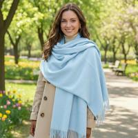 Light Aqua Blanket Shawl - Thick Pashmina - Super Soft Wrap
