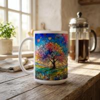 Tree Cups Set -  Large and Small Ceramic Mugs