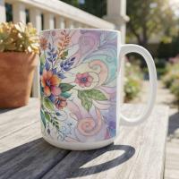 Floral Cups -  Large and Small Ceramic Mugs