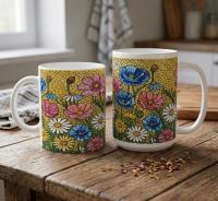Floral Cups -  Large and Small Ceramic Mugs