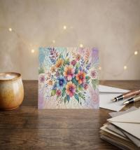 Flowers - Original Art Card - Single Card or Bulk 10 Pack of Gift Cards