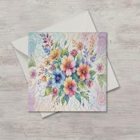Flowers - Original Art Card - Single Card or Bulk 10 Pack of Gift Cards