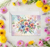 Flowers - Original Art Card - Single Card or Bulk 10 Pack of Gift Cards