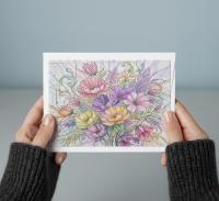 Flowers - Original Art Card - Single Card or Bulk 10 Pack of Gift Cards