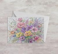 Flowers - Original Art Card - Single Card or Bulk 10 Pack of Gift Cards