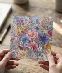 Flowers - Original Art Card - Single Card or Bulk 10 Pack of Gift Cards