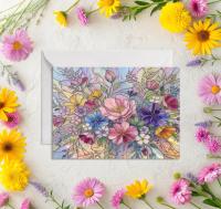 Flowers - Original Art Card - Single Card or Bulk 10 Pack of Gift Cards