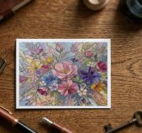 Flowers - Original Art Card - Single Card or Bulk 10 Pack of Gift Cards
