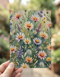 Set of 3 Watercolor Floral Greeting Cards, Blank Inside, Multiple Sizes
