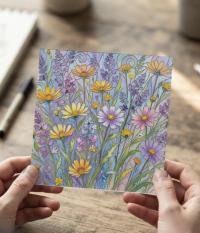 Flowers - Original Art Card - Single Card or Bulk 10 Pack of Gift Cards