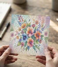 Flowers - Original Art Card - Single Card or Bulk 10 Pack of Gift Cards