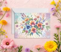 Flowers - Original Art Card - Single Card or Bulk 10 Pack of Gift Cards