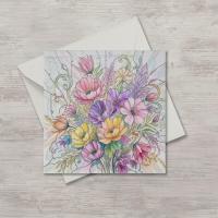Flowers - Original Art Card - Single Card or Bulk 10 Pack of Gift Cards