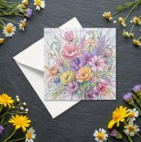 Flowers - Original Art Card - Single Card or Bulk 10 Pack of Gift Cards