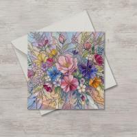 Flowers - Original Art Card - Single Card or Bulk 10 Pack of Gift Cards