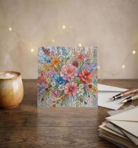 Flowers - Original Art Card - Single Card or Bulk 10 Pack of Gift Cards