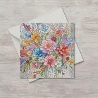 Flowers - Original Art Card - Single Card or Bulk 10 Pack of Gift Cards
