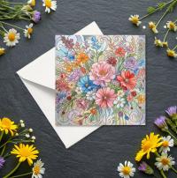 Flowers - Original Art Card - Single Card or Bulk 10 Pack of Gift Cards