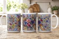Floral Cups -  Large and Small Ceramic Mugs